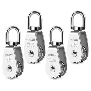 AOKOLL M20 Single Pulley Snatch Block Lifting Crane Swivel Hook, 304 Stainless Steel, (M20-8PCS)