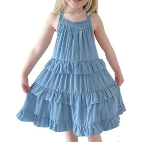 Simplee kids Girls Sleeveless Casual Summer Dresses Cotton Solid Color A line Toddler Dresses