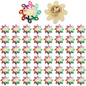 Cancer Awareness Pins Bulk Colorful Ribbon Hope Buttons Round Cancer Badge for Women Gifts Clothes Backpack Decor