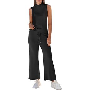 ANRABESS Women's 2 Piece Outfits 2024 Summer Macthing Lounge Sets Sleeveless Wide Leg Jumpsuits Casual Trendy Tracksuit in Kuwait