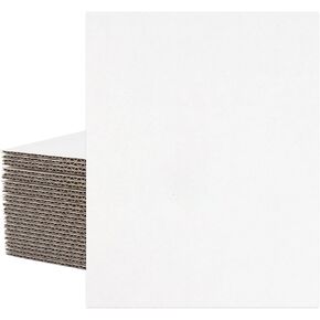 Mat Board Center, 25 pack 11x17 Corrugated Cardboard sheet, 1/8 inch thick, Flat Cardboard Inserts for Mailing, Packaging & Shipping, Cardboard Backing, Craft Card Board (White on one side)