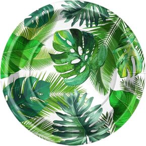 ASVNRES Tropical Paper Plates Supplies for 16 Guests, Disposable 7" Green Leaf Plates Paper Design for Birthday Luan. Bridal Shower, Hawaiian Luau Party Supplies, Summer-Party Themed Decoration