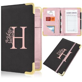 YeeCASE Server Book, Alphabet Waitress Book for Waitress, Leather Waitess Book with Zipper Pocket, Server Manual Checkbook Fits Server Apron (M)