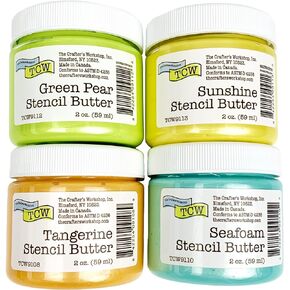 The Crafter's Workshop Stencil Butter Medium, Easy-to-Spread, Adds Shimmer, Shine and Colorful Texture, Cleans Up with Water, 4 pk, 2-oz each, Formal