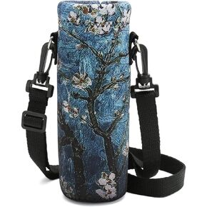 RICHEN Neoprene Water Bottle Carrier Bag with Adjustable Shoulder Strap,Insulated Water Bottle Cover for Stainless Steel/Glass/Plastic Bottles