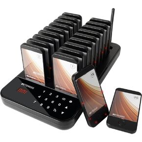 Retekess TD173 Restaurant Pager, Restaurant Paging System,Custom Stickers,20 Beepers with Buzzer Vibration Flash for Food Court,Church Nursery