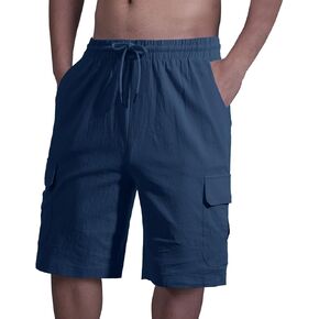 شورت Oymyakon الرجالي كاجوال برباط من القطن بخصر مطاطي للمشي شورت صيفي للشاطئ مع جيوب in Kuwait