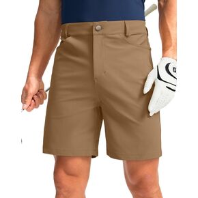 Viodia Men's Golf Shorts with Pockets 7 Inch Flat Front Slim Fit Chino Stretch Shorts for Men Summer Casual Dress