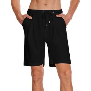 Juxnkkub Men's Casual Knit Shorts Elastic Waist Drawstring Running Summer Men's Pocket Beach Shorts.