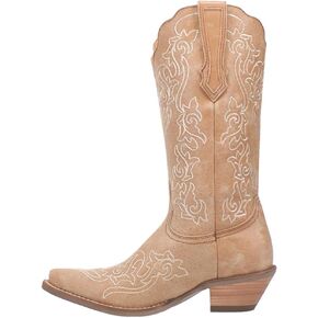 Dingo Womens Flirty N' Fun Embroidery Snip Toe Casual Boots Mid Calf Mid Heel 2-3" - Grey