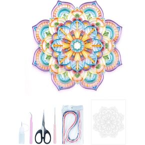 مجموعة اللف الورقية Uniquilling للبالغين المبتدئين، 16 * 20 بوصة ماندالا أرجوانية، مجموعة رائعة من أدوات الرسم الورقية DIY أدوات اللف، ديكور فني جداري لغرفة المنزل أفضل الهدايا (أساسية)