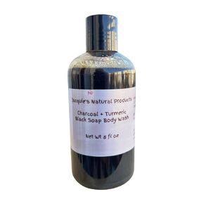 Jacquie's Natural Products Charcoal + Turmeric Black Soap Body Wash 8 oz |Plant Base| Sulfate Free| Stress Relief Gift