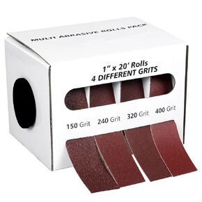 Emery Cloth Roll, 5 Grits 1'' x 19.7' Sand Paper Roll with Dispenser, 150 240 320 400 600 Grit Sandpaper Assortment, Wet Sanding Paper for Metal Automotive Furniture Wood Lathe Accessories