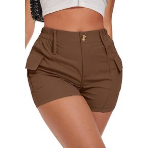 ELLEVEN Women's Y2K High-Waisted Cargo Shorts – Stylish, Slim Fit with Pockets