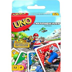 Mattel Games UNO Super Mario Card Game, Video Game Themed Travel Game in Collectible Storage Tin with Special Rule (Amazon Exclusive)