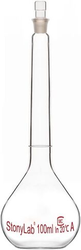 stonylab Glass Volumetric Flask Class A with Glass Stopper, Borosilicate Glass Heavy Wall Volumetric Flask Tolerance ±0.10 ml, 100 ml in Saudi Arabia