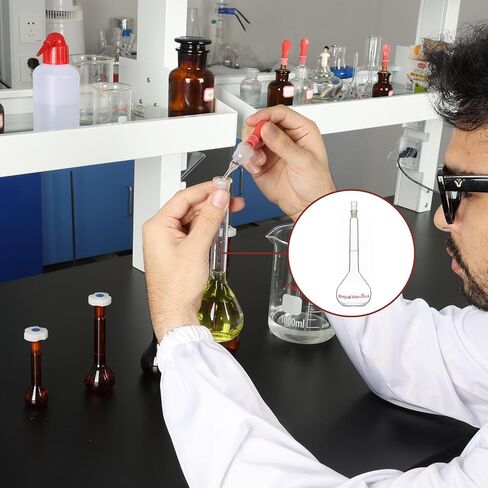 stonylab Glass Volumetric Flask Class A with Glass Stopper, Borosilicate Glass Heavy Wall Volumetric Flask Tolerance ±0.10 ml, 100 ml in Saudi Arabia