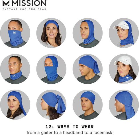 MISSION Cooling 12-in-1 Neck Gaiter, Cloud Quiet Shade - Lightweight & Durable - Cools Up to 2 Hours - UPF 50 Sun Protection - Machine Washable in Saudi Arabia