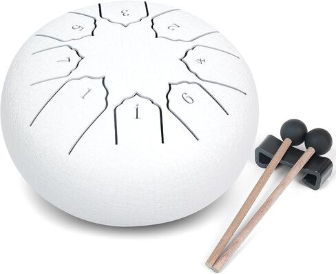 MUSCELL Steel Tongue Drum 6 Inches 8 Notes, Hand Drum with Bag, Music Book, Drumsticks, Mallet Holder and Finger Paddles, Thickened Carbon Steel, Continuous Echo for Meditation or Yoga (Black) in Kuwait