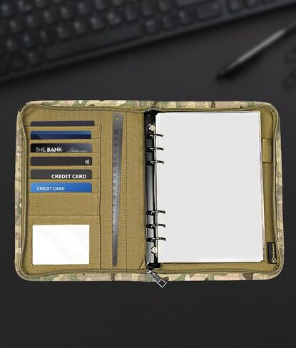GLHFSONG Military Notebook with 80 Sheets 160 Pages of Leaf Paper, Tactical Notebook with Zippered Padfolio Organizer for Folders or Cards, Refillable 6-Ring A5 Notebook Paper (10" x 7.3") in Kuwait