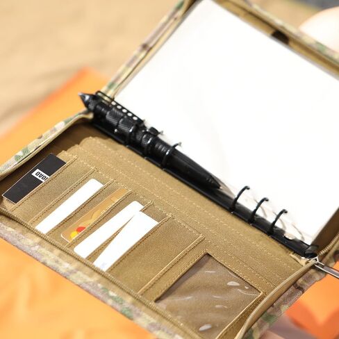 GLHFSONG Military Notebook with 80 Sheets 160 Pages of Leaf Paper, Tactical Notebook with Zippered Padfolio Organizer for Folders or Cards, Refillable 6-Ring A5 Notebook Paper (10" x 7.3") in Kuwait