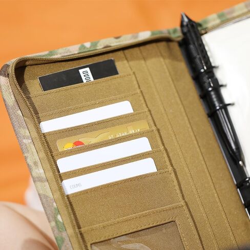 GLHFSONG Military Notebook with 80 Sheets 160 Pages of Leaf Paper, Tactical Notebook with Zippered Padfolio Organizer for Folders or Cards, Refillable 6-Ring A5 Notebook Paper (10" x 7.3") in Kuwait