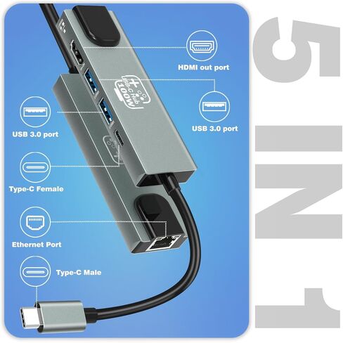 USB C Hub, Ethernet Adapter HDMI Docking Station for Nintendo Switch/Switch OLED/MacBook/iPad/iPhone/Android Phone/Laptop, 5in1 Portable Multiport TV Adapter Samsung Dex Electronic Accessories(2 pack) in Saudi Arabia
