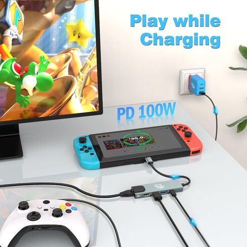 USB C Hub, Ethernet Adapter HDMI Docking Station for Nintendo Switch/Switch OLED/MacBook/iPad/iPhone/Android Phone/Laptop, 5in1 Portable Multiport TV Adapter Samsung Dex Electronic Accessories(2 pack) in Saudi Arabia