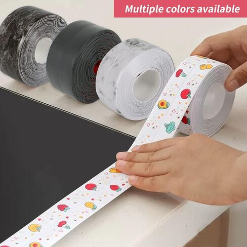 شريط مانع التسرب بشريط السد، شريط مانع التسرب بشريط السد ذاتي اللصق، شريط إغلاق مقاوم للماء من البولي فينيل كلوريد بطول 16.4/32.8 قدم للمطبخ وحوض الاستحمام وسطح الحمام وزاوية جدار حوض المرحاض (رخام رمادي بطول 16.4 قدم) in Kuwait