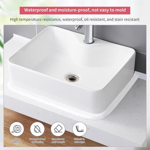 شريط مانع التسرب بشريط السد، شريط مانع التسرب بشريط السد ذاتي اللصق، شريط إغلاق مقاوم للماء من البولي فينيل كلوريد بطول 16.4/32.8 قدم للمطبخ وحوض الاستحمام وسطح الحمام وزاوية جدار حوض المرحاض (رخام رمادي بطول 16.4 قدم) in Kuwait