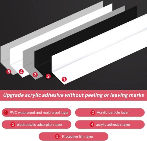 شريط مانع التسرب بشريط السد، شريط مانع التسرب بشريط السد ذاتي اللصق، شريط إغلاق مقاوم للماء من البولي فينيل كلوريد بطول 16.4/32.8 قدم للمطبخ وحوض الاستحمام وسطح الحمام وزاوية جدار حوض المرحاض (رخام رمادي بطول 16.4 قدم) in Kuwait