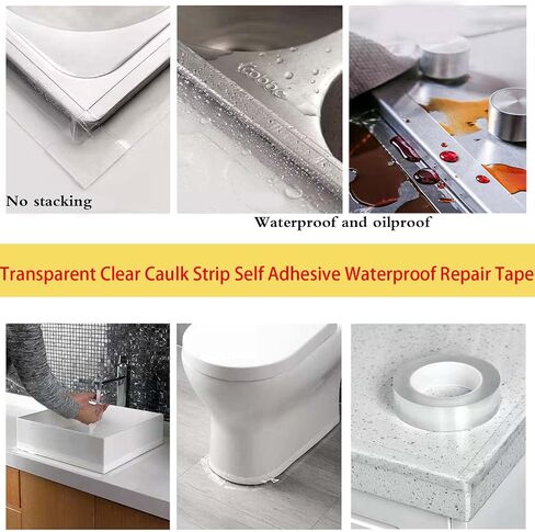 Clear Caulk Strip, 2 Inch x 33 Feet Self Adhesive Caulk Tape Caulking Sealing Tape for Kitchen Countertop Sink Bathtub Bathroom Shower Toilet and Floor Wall Edge Protector in Saudi Arabia