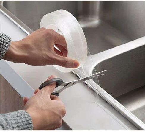 Clear Caulk Strip, 2 Inch x 33 Feet Self Adhesive Caulk Tape Caulking Sealing Tape for Kitchen Countertop Sink Bathtub Bathroom Shower Toilet and Floor Wall Edge Protector in Saudi Arabia