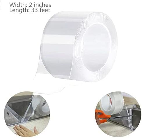 Clear Caulk Strip, 2 Inch x 33 Feet Self Adhesive Caulk Tape Caulking Sealing Tape for Kitchen Countertop Sink Bathtub Bathroom Shower Toilet and Floor Wall Edge Protector in Saudi Arabia
