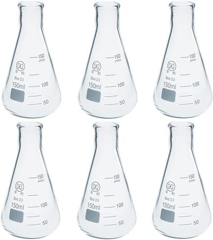 ADAMAS-BETA 3pcs Erlenmeyer Flask Lab Chemistry Glass Flasks Science Beakers Set 50ml,150ml,250ml Flat Bottom Glassware in Kuwait