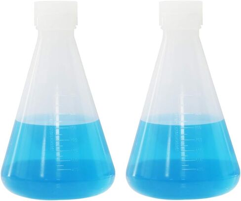 قوارير ULAB العلمية المخروطية من مادة البولي بروبيلين Erlenmeyer 2000 مل برقبة ضيقة مع مجموعات أغطية لولبية، تخرج مصبوب، UEF1004 in Kuwait
