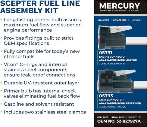 Scepter Marine Outboard Boat Motor Fuel Line Assembly Hose Kit, 3/8 Inch Inner Diameter in Saudi Arabia