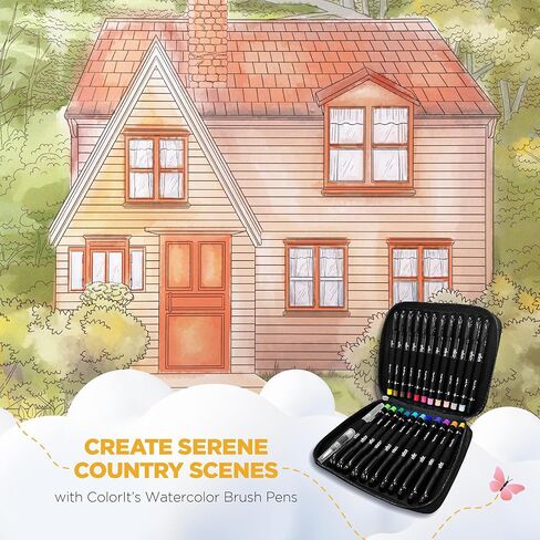 ColorIt الريف: الأكواخ الملونة والخلوات الريفية كتاب تلوين للكبار، 50 رسمًا توضيحيًا لمشاهد الريف، ورق سميك، ورق مثقوب، غطاء صلب مسطح، ورق نشاف الحبر in Kuwait