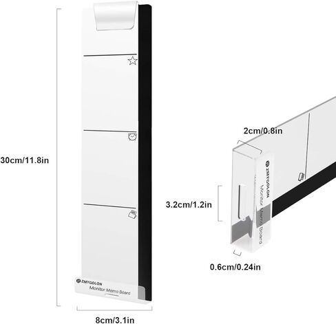 كمبيوتر لوحة مذكرة للشاشة - حامل ملاحظات لاصقة للشاشة - كابل شحن لوحة مذكرة لرسائل الهاتف - مشبك شفاف للرسائل الورقية الإبداعية متعددة الوظائف لوحات ملاحظات لاصقة للخزائن (يسار ويمين) in Kuwait