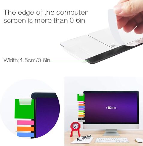 كمبيوتر لوحة مذكرة للشاشة - حامل ملاحظات لاصقة للشاشة - كابل شحن لوحة مذكرة لرسائل الهاتف - مشبك شفاف للرسائل الورقية الإبداعية متعددة الوظائف لوحات ملاحظات لاصقة للخزائن (يسار ويمين) in Kuwait