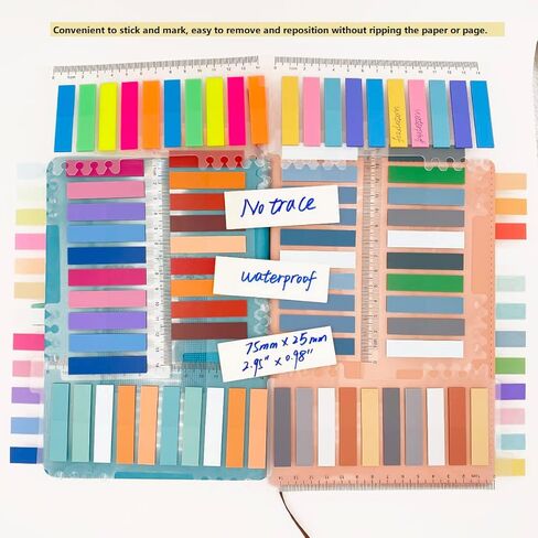 1750 قطعة من علامات التبويب اللاصقة، علامات تبويب الكتب، علامات تبويب الملاحظات اللاصقة الشفافة، علامات التبويب أعلام لاصقة من موراندي، علامات التبويب الملونة، علامات الصفحة الملونة، علامات تبويب التعليقات التوضيحية، علامات تبويب الصفحات، علامات تبويب فهر in Kuwait