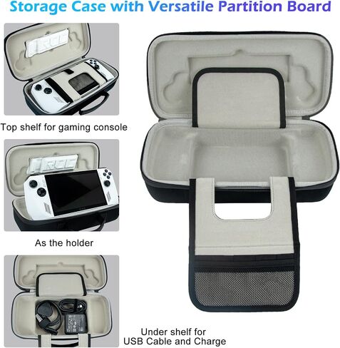 XINGFUDAO Hard Case for ASUS ROG Ally 7" 120Hz Gaming Handheld, ROG Ally Game Console Organizer with Large Capacity, Portable Carrying Bag for Rog Ally Gaming Accessories (Gray) in Kuwait