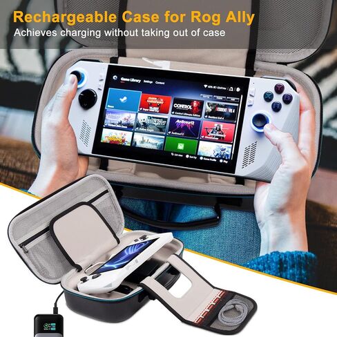 XINGFUDAO Hard Case for ASUS ROG Ally 7" 120Hz Gaming Handheld, ROG Ally Game Console Organizer with Large Capacity, Portable Carrying Bag for Rog Ally Gaming Accessories (Gray) in Kuwait