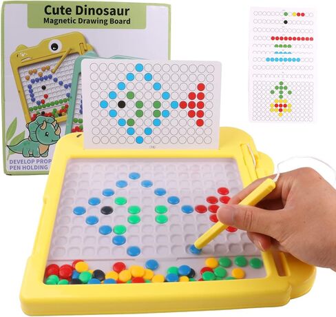 لوحة رسم مغناطيسية للأطفال، لوحة رسم منقطة مع خرز ملون وقلم مغناطيسي، ألعاب فنية تعليمية من مونتيسوري للتعلم المبكر لعمر 3 سنوات فما فوق هدية عيد ميلاد للأطفال الصغار. in Kuwait