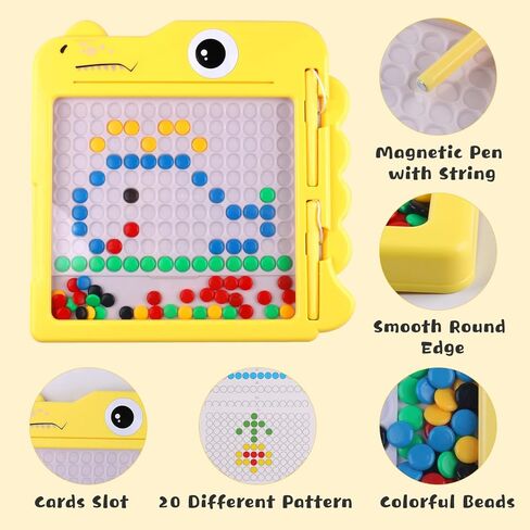 لوحة رسم مغناطيسية للأطفال، لوحة رسم منقطة مع خرز ملون وقلم مغناطيسي، ألعاب فنية تعليمية من مونتيسوري للتعلم المبكر لعمر 3 سنوات فما فوق هدية عيد ميلاد للأطفال الصغار. in Kuwait