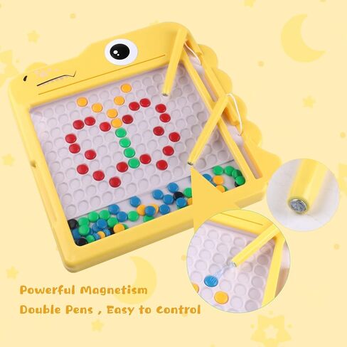 لوحة رسم مغناطيسية للأطفال، لوحة رسم منقطة مع خرز ملون وقلم مغناطيسي، ألعاب فنية تعليمية من مونتيسوري للتعلم المبكر لعمر 3 سنوات فما فوق هدية عيد ميلاد للأطفال الصغار. in Kuwait