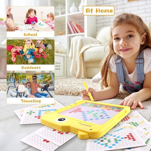 لوحة رسم مغناطيسية للأطفال، لوحة رسم منقطة مع خرز ملون وقلم مغناطيسي، ألعاب فنية تعليمية من مونتيسوري للتعلم المبكر لعمر 3 سنوات فما فوق هدية عيد ميلاد للأطفال الصغار. in Kuwait