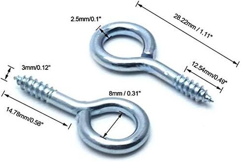 Sscon 200Pcs Screw Eyes 0.75 Inch Eye Shape Screws Eye Hooks Self-Tapping Screws Hanging Hooks Eeybolt Ring Zinc Plated in Saudi Arabia