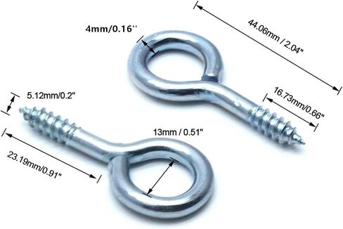Sscon 200Pcs Screw Eyes 0.75 Inch Eye Shape Screws Eye Hooks Self-Tapping Screws Hanging Hooks Eeybolt Ring Zinc Plated in Saudi Arabia