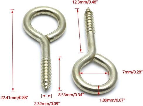 Sscon 200Pcs Screw Eyes 0.75 Inch Eye Shape Screws Eye Hooks Self-Tapping Screws Hanging Hooks Eeybolt Ring Zinc Plated in Saudi Arabia